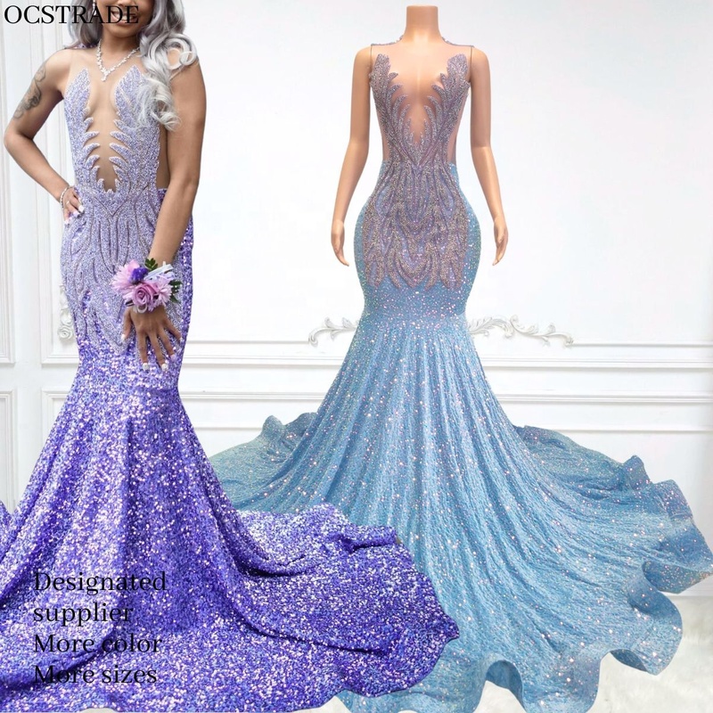 Ocstrade Luxury Evening Dress Sparkly Rhinestone