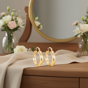 Orecchini a Cerchio Romfieldmaster Placcati Oro per Donne, Stile Classico, Gioielli in Lega con Finitura 18K, Orecchini alla Moda - Product Image 2