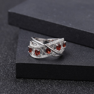 In Stock Vintage Series 925 Silver Inlaid <b>Crystal</b> Rhinestone Gemstone <b>Ring</b> Women's Hong Kong Wedding Factory Direct Sale - Product Image 2