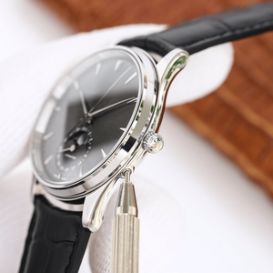 Diamond Bezel Men's Automatic Mechanical Watch Moon Phase <b>Calendar</b> Leather Strap Stainless Steel Case for All Occasions - Product Image 4