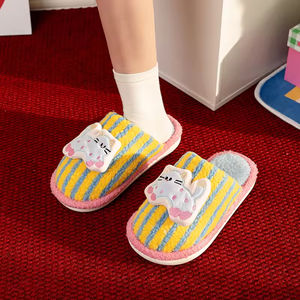 Chaussons douillets en coton doublés de polaire, antidérapants, à semelle épaisse, pour la chambre à coucher, le salon, toutes saisons, légers - Product Image 2