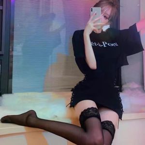 Ultra Thin Lace Trimmed Over The Knee Socks 5D Thigh High Transparent Women's Stockings For Clubbing - Product Image 3