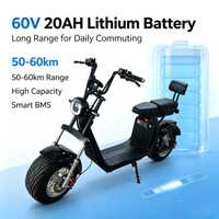 Scooter électrique tout-terrain 2000W Citycoco, moto à pneus larges, vitesse maximale de 60 km/h, scooter électronique à deux roues