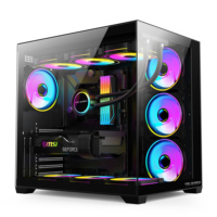 PC Case with Fans Type-C 360mm Water Cooling Dual Chamber 400mm GPU Support ATX Panoramic Gaming Computer Case Tower
