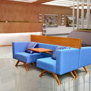 Sofá Inflable Individual de Estilo Americano Moderno para Salas de Espera de Aeropuertos, con Madera de Teca y Diseño Seccional - Product Image 1