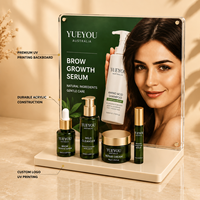Support d'affichage de comptoir pliable et portable en acrylique transparent pour affiches, cosmétiques, produits de soin de la peau et capillaires