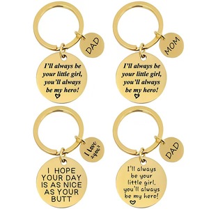 เครื่องประดับยอดนิยมของขวัญแฟชั่นบัตรกลมสแตนเลสพร้อมสลักตัวอักษรวันพ่อพวงกุญแจวันแม่ - Product Image 1