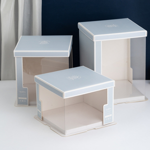 Super Transparent Cake Box Plastic Cake PET 6''8''10''12'' Custom With Logo Wedding Packaging Box Gift Box