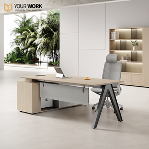 Moderner Luxus CEO-Büro L-förmiger Modularer Holzschreibtisch mit Aktenschublade und 5-Jahres-Garantie - Product Image 1