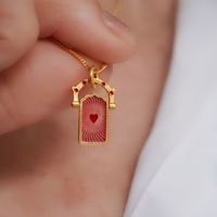 Collier vintage en cuivre avec carte de tarot rotative, motif cœur, trèfle à quatre feuilles, arbre de vie, bambou, plaqué or 18 carats