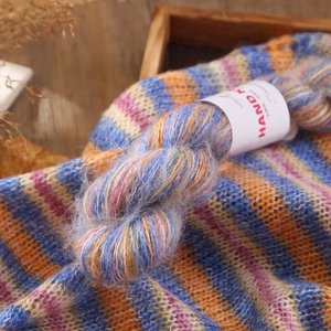 Fil de <span class=keywords><strong>laine</strong></span> Mohair dégradé Hank Top teint pour châle tricoté à la main Fil de <span class=keywords><strong>laine</strong></span> soufflé de couleur Tang - Product Image 6