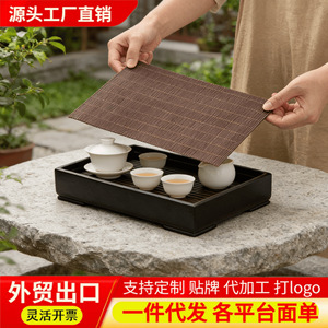 Small bamboo tea tray for home use, quick-draining, portable tea table. Factory direct, bulk discounts available. - Product Image 3