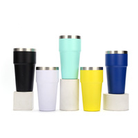 Gourde isotherme empilable en acier inoxydable de 16 oz avec logo personnalisé, pour jus et café, revêtement poudré