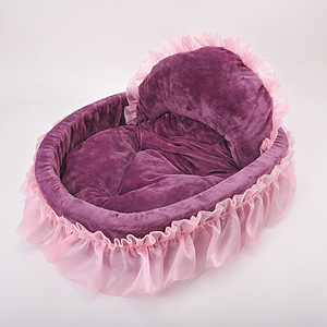 Holesale-sofá suave de encaje para niña, cama de Casa de princesa de perro rosa - Product Image 6