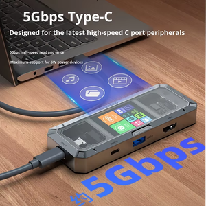 Base de Conexión para Portátil de Alta Calidad 7 en 1, Hub USB-C Dual y Adaptador Tipo C, Cargador Multipuerto 7 en 1, Hub USB-C para Macbook - Product Image 3