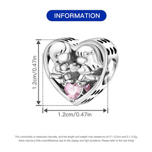 White copper <b>bead</b> <b>bracelet</b> - Heart-shaped isolation <b>bead</b> pendant, a personalized accessory suitable for both men and women - Product Image 3