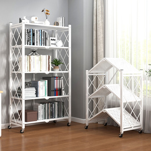 Giá Sắp Xếp Di Chuyển Đựng Đồ Trong Nhà Có Thể Gập Lại Kệ Kim Loại Màu Trắng 5 Tầng Kệ Bếp Bằng Thép Có Bánh Xe - Product Image 1