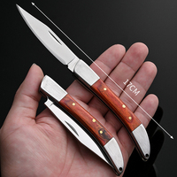 Couteau pliant de poche personnalisable OEM Bochen avec lame en acier et manche en bois pour une utilisation en extérieur avec porte-clés