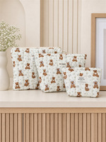 WAALUU Trousse de Toilette de Voyage Portable Grande Capacité à Fermeture Éclair, Motif Ours Matelassé, Idéale pour Cadeaux de Demoiselles d'Honneur