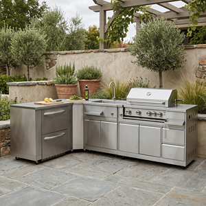 Hot Selling Moisture Proof Modular Stainless Steel Outdoor Kitchen Cabinet Mildew Proof Outdoor Patio Kitchen Grill with <strong>BBQ</strong> - Product Image 1