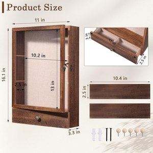 Cornice profonda in legno su misura con ripiani e cassetti rimovibili - Scatola portafoto in legno - Product Image 4