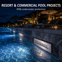 Recessed Linear Light 316 Stainless Steel Pool Lamp Underwater Pool Lights RGB Color-Changing IP68 DC24V 6W 12W 18W