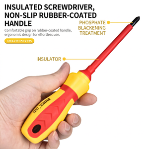 Insulated <b>Screwdriver</b> Set With Voltage Tester Flat Head Multifunctional For Electrical Repair - Product Image 2