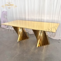 Table de réception de mariage de luxe en acier inoxydable doré pour événements et réceptions VIP