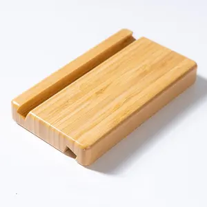 Beech Bamboo Square Base Wooden Mobile Phone Bracket Accessories Lazy Desktop Holder Stand Wood