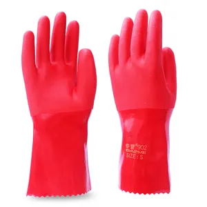long sleeves Red chemical waterproof PVC safety industrial pvc work gloves for industrial