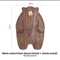 Plateau de service en bois de noyer à motif de dessin animé sur le thème de l'ours pour repas/thé, plateau à fruits et pâtisseries avec fourchettes et cuillères - Commandes personnalisées en petite série