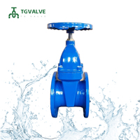 Vanne à boisseau à manivelle en fonte ductile DIN3352 F4 F5 PN16 DN100-DN350 à bride EPDM époxy bleu Vanne d'alimentation municipale