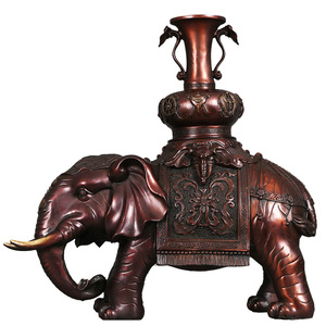 Copper <b>Elephant</b> Figurine With Vase Home Decor Feng Shui Office Decoration Handmade Metal Vase - Product Image 4