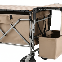 Chariot de transport robuste tout-terrain grande capacité pliable à quatre roues étanche pour jardin, courses, plage et camping