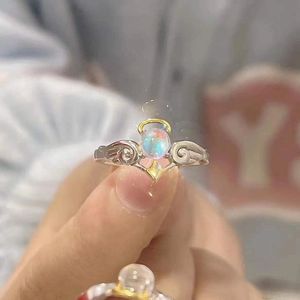 แหวนคู่รักแบบเปิดหน้าสไตล์ญี่ปุ่นและเกาหลี ลายเทวดาและปีศาจ แหวนนิ้วชี้ทันสมัยและใช้งานได้หลากหลาย - Product Image 4
