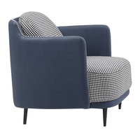 Fauteuil d'appoint moderne en tissu pied-de-poule et cuir PU, trois places, avec structure en bois massif, durable et confortable, idéal pour hôtels et hôpitaux