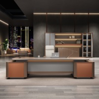 Escritorio Ejecutivo de Lujo en Forma de L, de Alta Gama, con Materiales de Madera Ecológicos y Muebles de Almacenamiento para Oficina de Gerencia