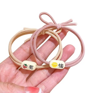 Élastique à cheveux rose beige avec breloque en forme d'œuf, bandeau en tissu décontracté pour femmes et filles, printemps 2023, fabriqué à Jinhua - Product Image 4