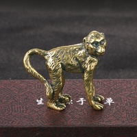 Patung Kuningan Vintage Kerajinan Zodiak Patung Monyet Ornamen Perunggu Perhiasan Kecil