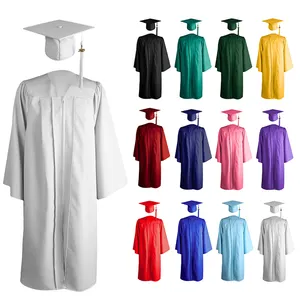 Children Graduation Gown Mondon Unique Style White University Matte Graduation Gowns And Caps Sets