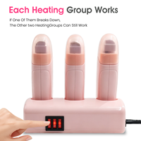 Chauffe-cire à rouleaux 3-en-1 à triple base pour cartouches roll-on, interrupteurs indépendants, pour salon et spa, épilation, 12 pièces/CTN