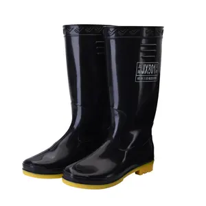 Heiß verkaufte zweifarbige hohe Stiefel PVC-Sehnen boden konstruktion Sicherheits stiefel rutsch feste Regens tiefel
