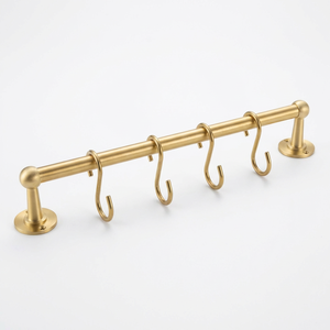 Rail <span class=keywords><strong>de</strong></span> <span class=keywords><strong>cuisine</strong></span> suspendu en or brossé <span class=keywords><strong>de</strong></span> qualité supérieure avec crochets en S |   Étagère <span class=keywords><strong>de</strong></span> rangement murale en laiton |   <span class=keywords><strong>Barre</strong></span> porte-serviettes <span class=keywords><strong>de</strong></span> luxe <span class=keywords><strong>pour</strong></span> salle <span class=keywords><strong>de</strong></span> bain - Product Image 4