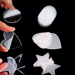 Disques transparents en acrylique et anneaux porte-clés pour loisirs créatifs, porte-clés en acrylique transparent et pendentifs à pompons colorés - Product Image 4