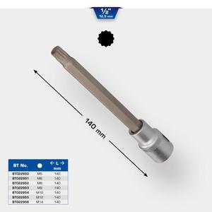 HERRAMIENTAS BRILLANTES-BT022950 Zócalo de broca estriada de 1/2 '', 140 mm de largo-ENCHUFES DE MANO EAN 4042146776803 1/2" - Product Image 2