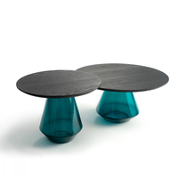 Ensemble de table basse au design moderne avec plateau en bois et base en verre, couleur personnalisée pour salon