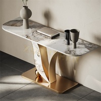 Meubles de salon, table console moderne en pierre frittée pour couloir, table console de luxe, tables d'entrée avec boule