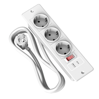 Multiprise encastrable de bureau avec 3 prises CA, ports USB-A et USB-C, interrupteur et protection contre les surcharges pour mobilier de bureau