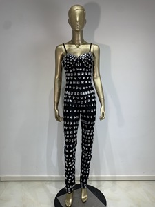 Tute aderenti Sexy da festa per celebrità da sera con perline da donna di fabbrica - Product Image 5