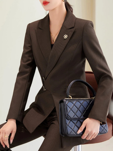 Tendance NOUVEAU Manteau de costume d'affaires bleu foncé Pantalon pour femme Ensemble deux pièces <span class=keywords><strong>Blaze</strong></span> pour femme - Product Image 4